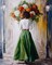 Holding Bouquet Woman Paint by Numbers – Lady Walking on Street DIY Canvas Painting Kit with Brushes & Acrylic Paints, Adult & Beginner Art Set, 16x20 Inch (Unframed)